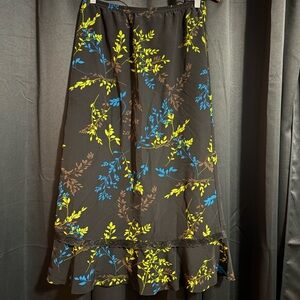 Notations Black Skirt with Blue and Yellow Floral Design